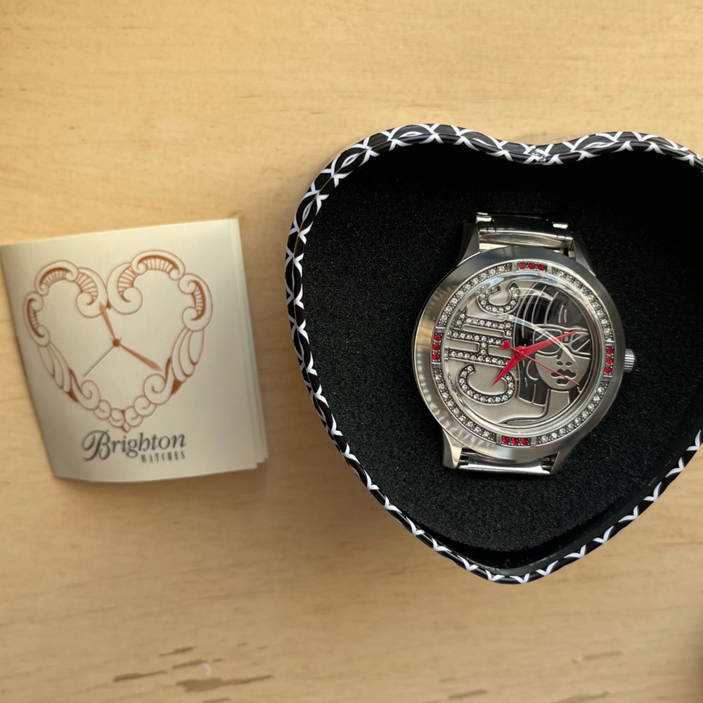 Brighton Woman’s One Size “Nolita” Silver Watch with Red Accents